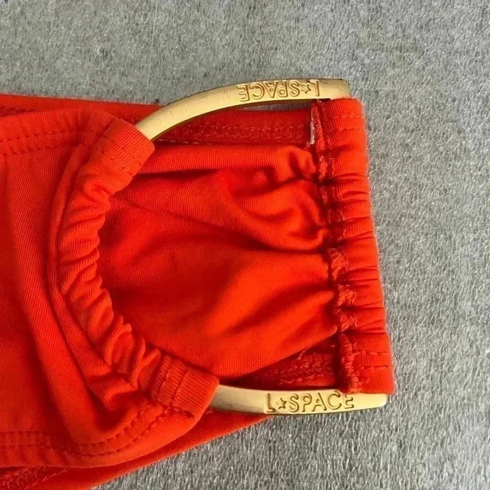 [D cup/ Medium] L*Space Paprika Fringed Halter Top & D Ring Bottom Bikini Set - Picture 5 of 8